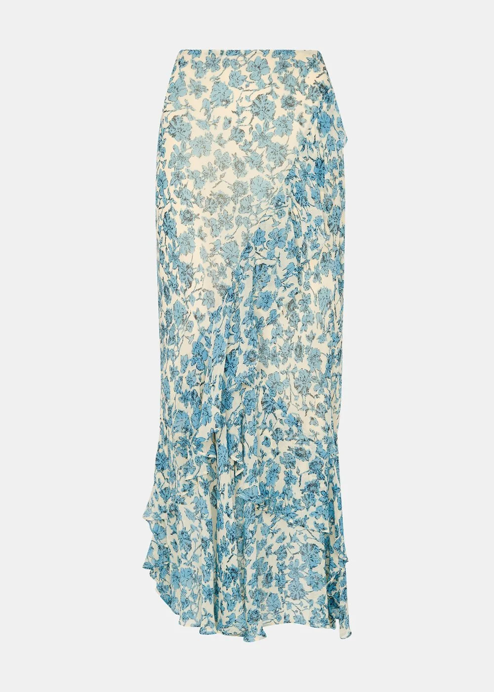 WHISTLES - Blue Shaded Floral Midi Skirt (Copy)