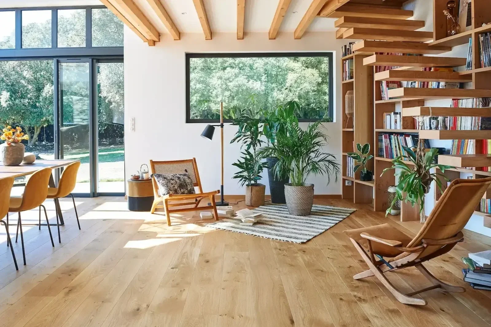 Bespoke wood floor installation featuring French Oak in a contemporary home.
