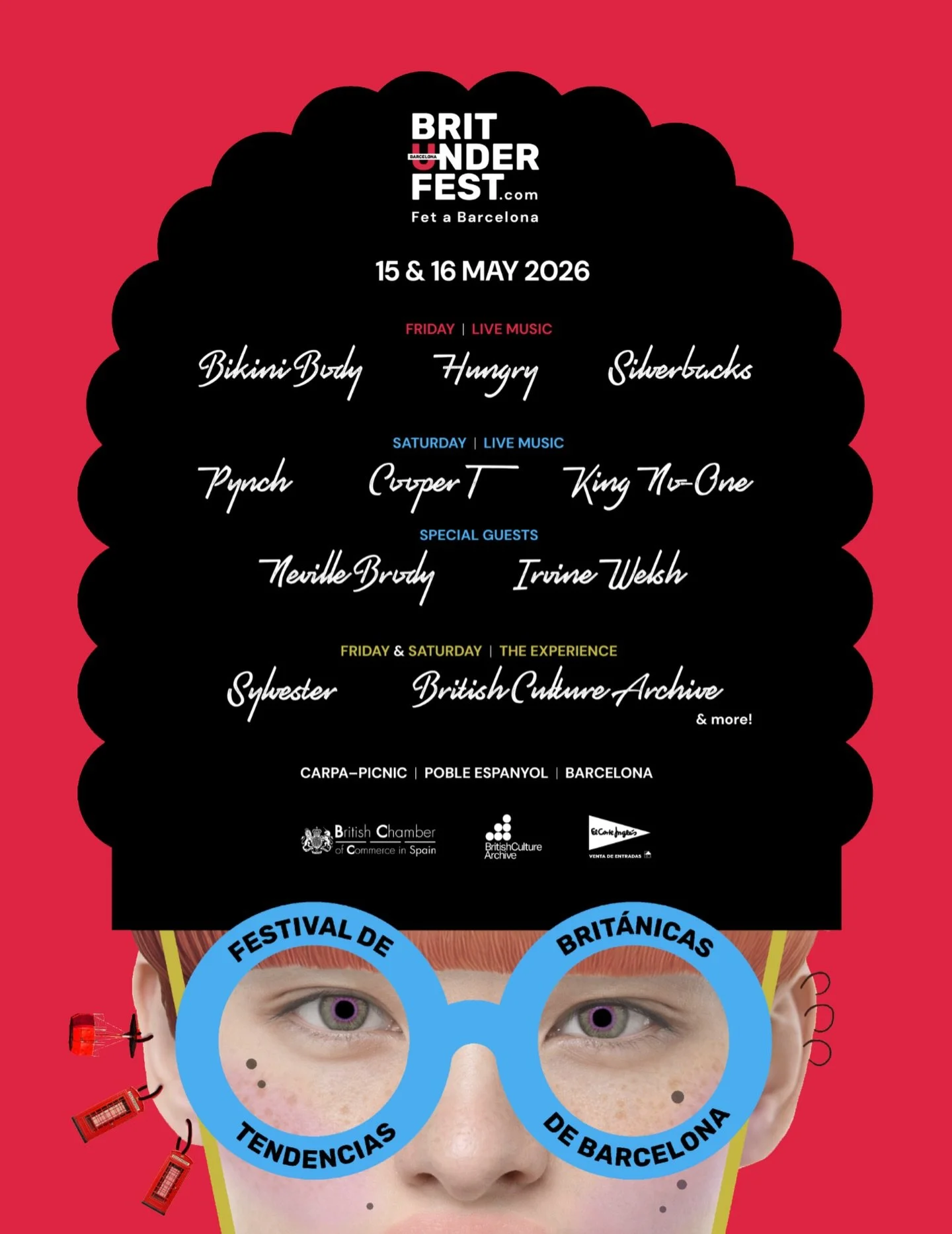 Poster design for @britunderfest , a British music festival taking place in Barcelona this May. Check out their amazing line-up!

Design Agency:
@yarza_twins 

#BrandDesigner #FestivalBranding #MusicFestivalDesign #PosterDesign #BrandIdentityDesign V
