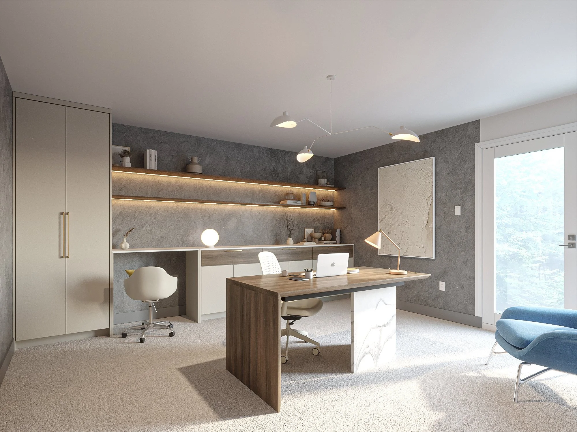 Sophisticated Concrete Built-In Office