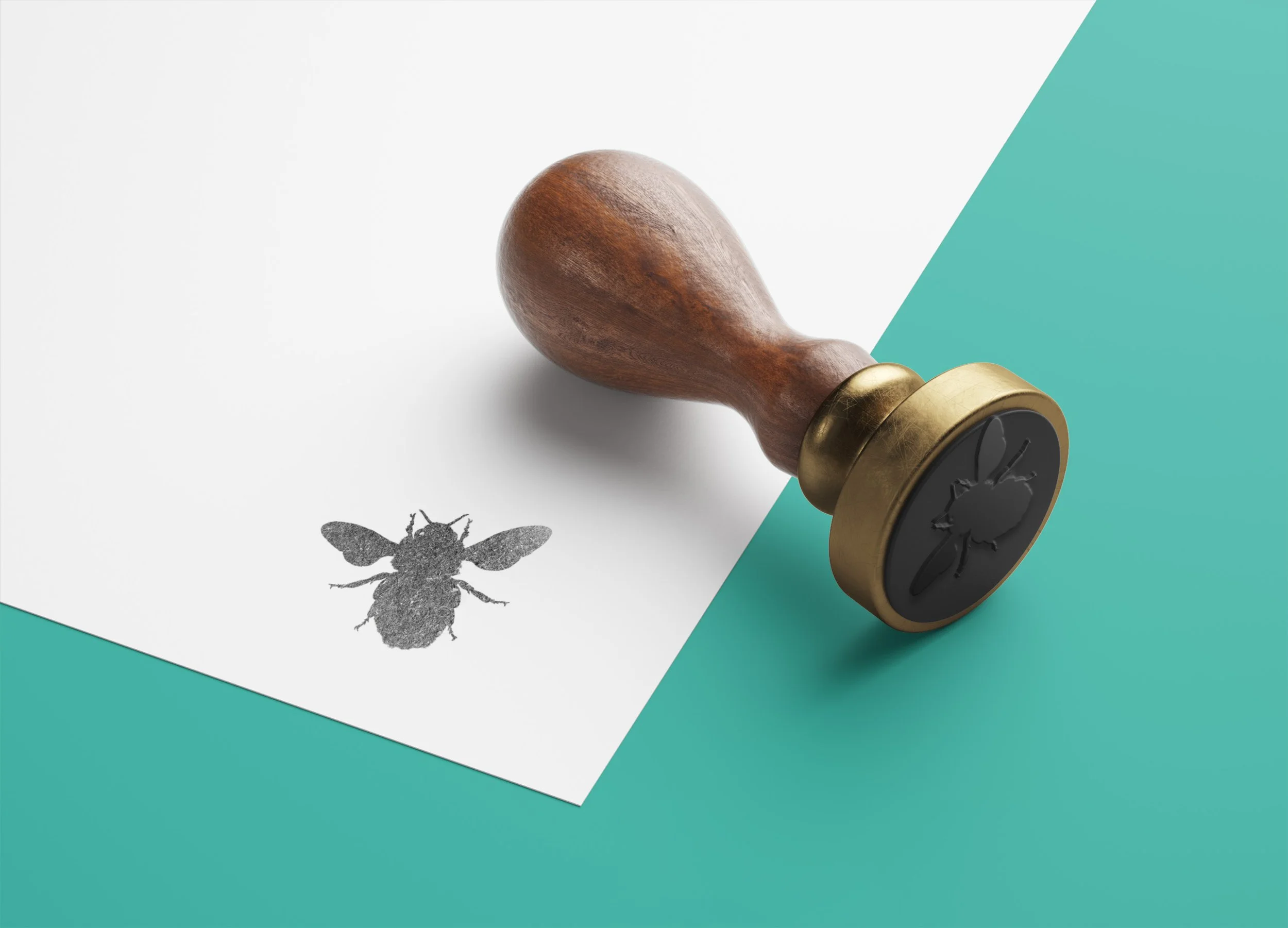 Stamp on paper of a bee