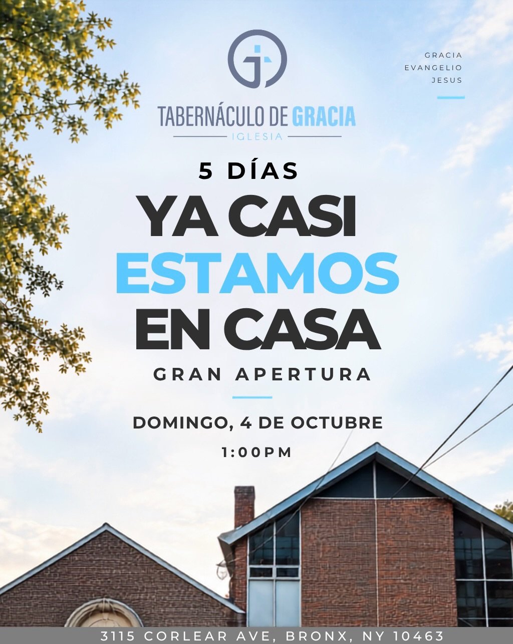 &iexcl;FALTAN 5 D&Iacute;AS! 🩵 

&iexcl;Ya casi estamos en casa! Lo que por tanto tiempo fue una oraci&oacute;n, hoy est&aacute; a solo d&iacute;as de convertirse en una celebraci&oacute;n. 🙌🏽

Estamos contando los d&iacute;as para abrir estas pue