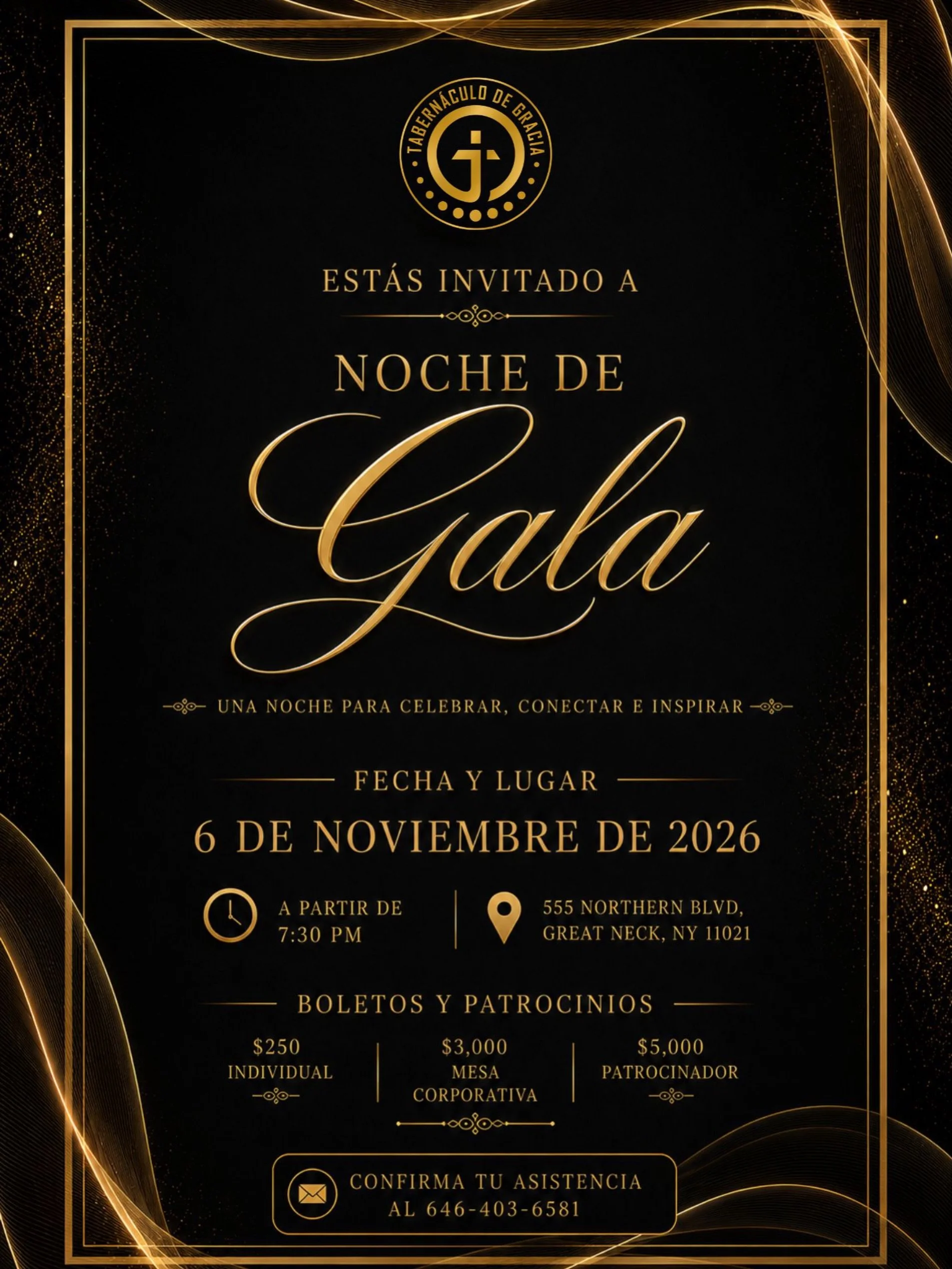 ✨ Una Noche que Hace Posible la Misi&oacute;n ✨

Hay noches que crean recuerdos. Otras dejan un impacto que trasciende generaciones.

Te invitamos a la 8.&ordf; Noche de Gala de Tabern&aacute;culo de Gracia, nuestro evento anual de recaudaci&oacute;n