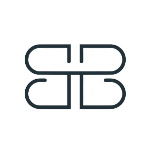 Stylized black logo with four interconnected shapes forming the letters 'C' and 'B'.
