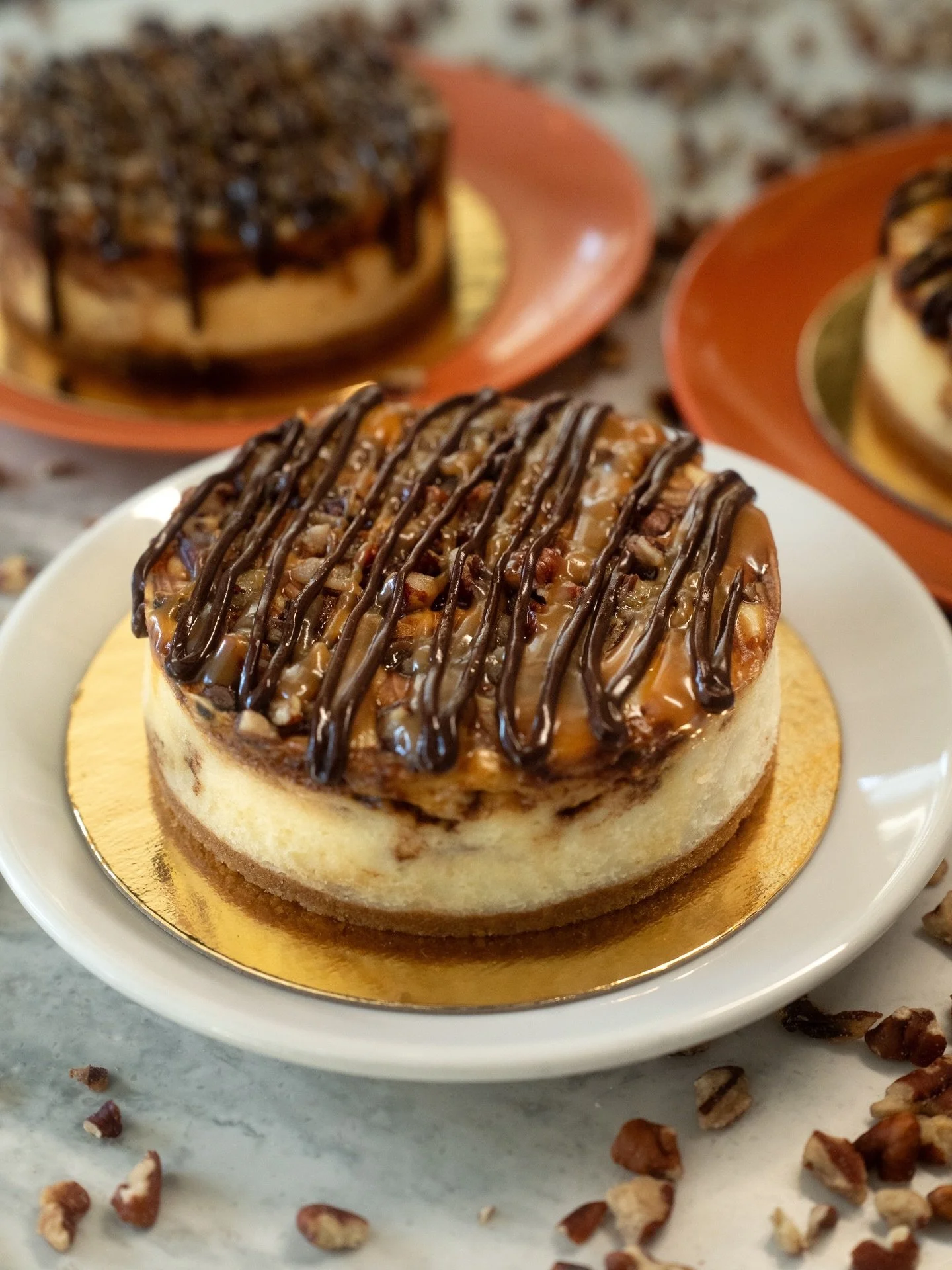 Every forkful of our Turtle Cheesecake brings the perfect balance of silky smoothness and crunchy pecans, topped with a luxurious caramel drizzle! Order now online for pickup or delivery&hellip;because some cravings can&rsquo;t wait!