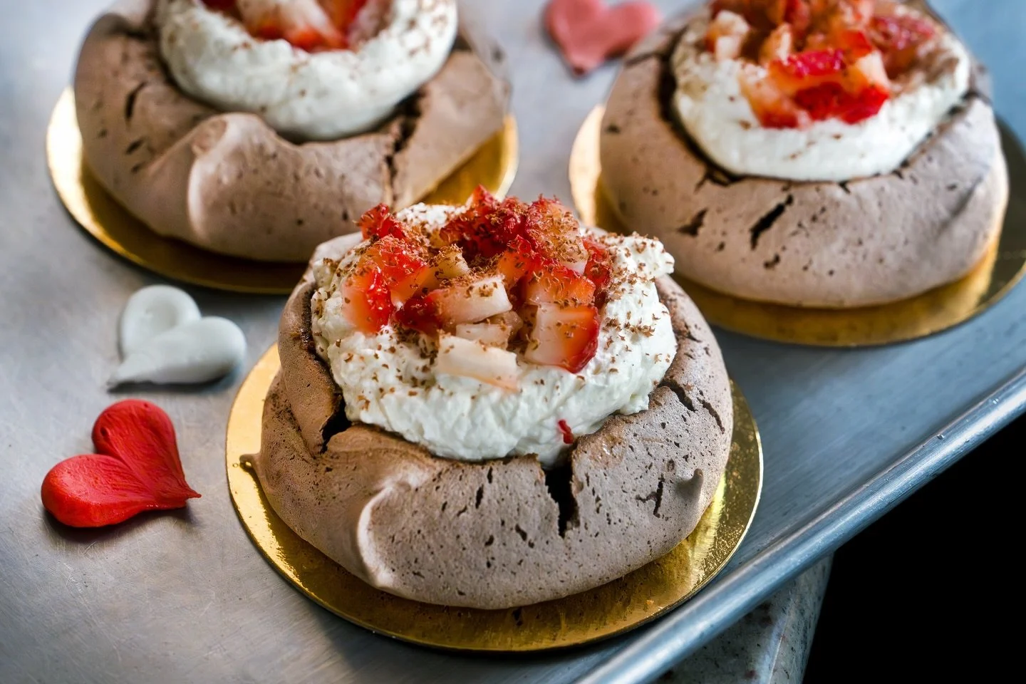 Looking for a heart-filled treat for your loved one? Tomorrow only (or while supplies last), we&rsquo;re celebrating with our delicious Chocolate Pavlova. Come one, come all - and spread the love for Valentine&rsquo;s Day! 💕