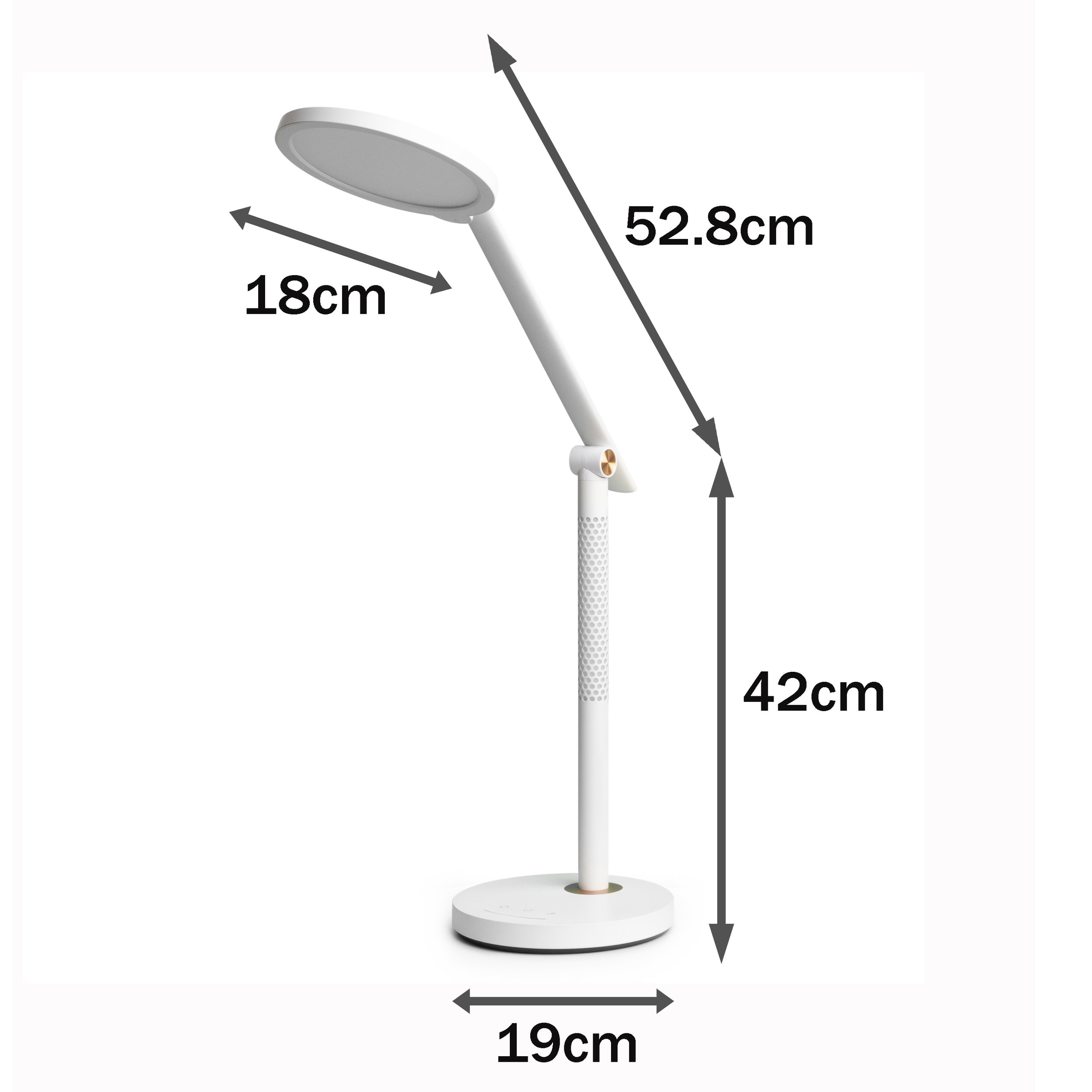 Barmika GLAMOROUS BMK-T22 LED desk lamp in white, energy efficient lighting and a stylish design for home, study, or office.