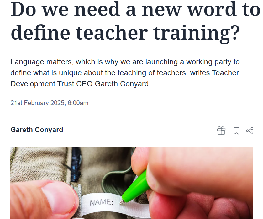 Screenshot of an article about creating a new word to define the teaching of teachers.