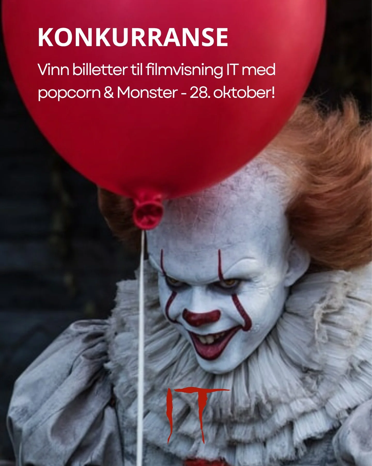 👻 KONKURRANSE 🍿Vinn 2 billetter til IT med popcorn &amp; Monster 28. oktober &ndash; og sikret inngang for deg og en venn til Halloween-festen 31. oktober.

For &aring; delta:
1. F&oslash;lg @carls.oslo 
2. Hvem vil du ta med deg?

Vinneren trekkes