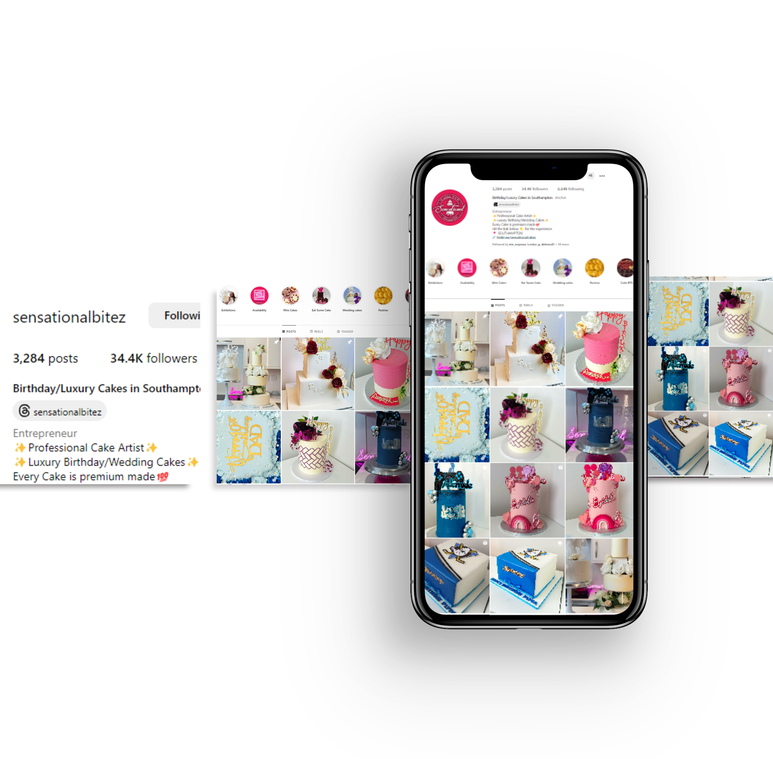 Image links to Sensational Cakes and Desserts Instagram page where cake others can be placed through by sending us a message.