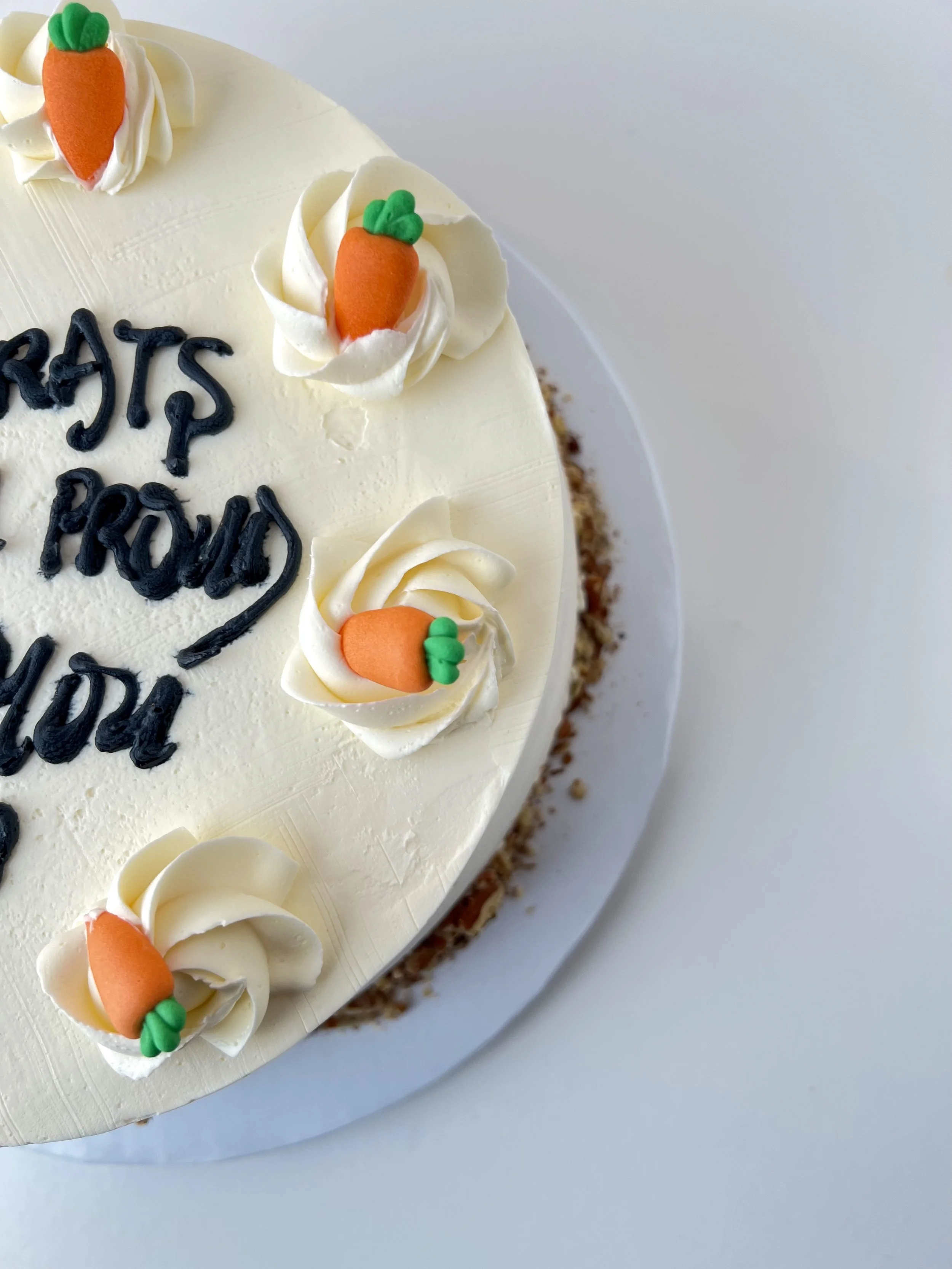 Half portion top view Single Layer Carrot Cake by Sensational Cakes and Desserts