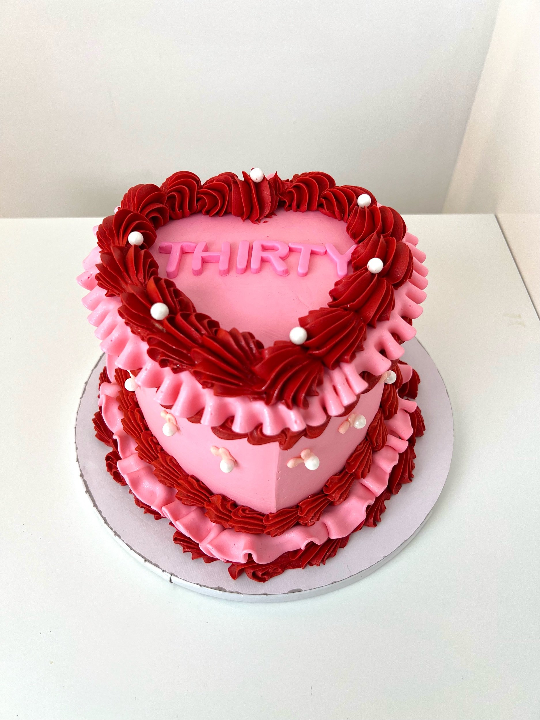 Delicately Piped Vintage Heart Cake by Sensational Cakes and Desserts