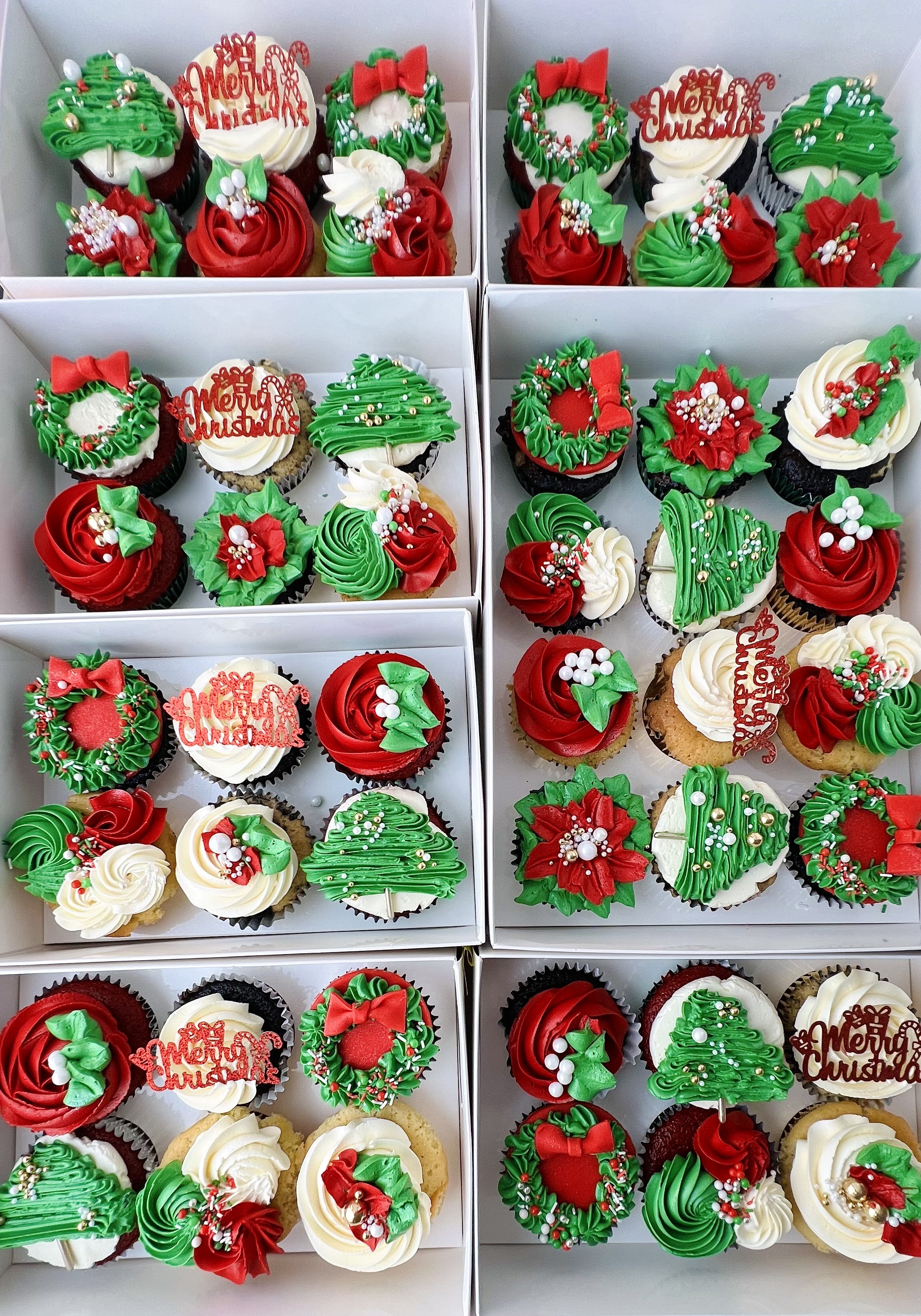 Boxes of Luxury Christmas Cupcakes by Sensational Cakes and Desserts.
