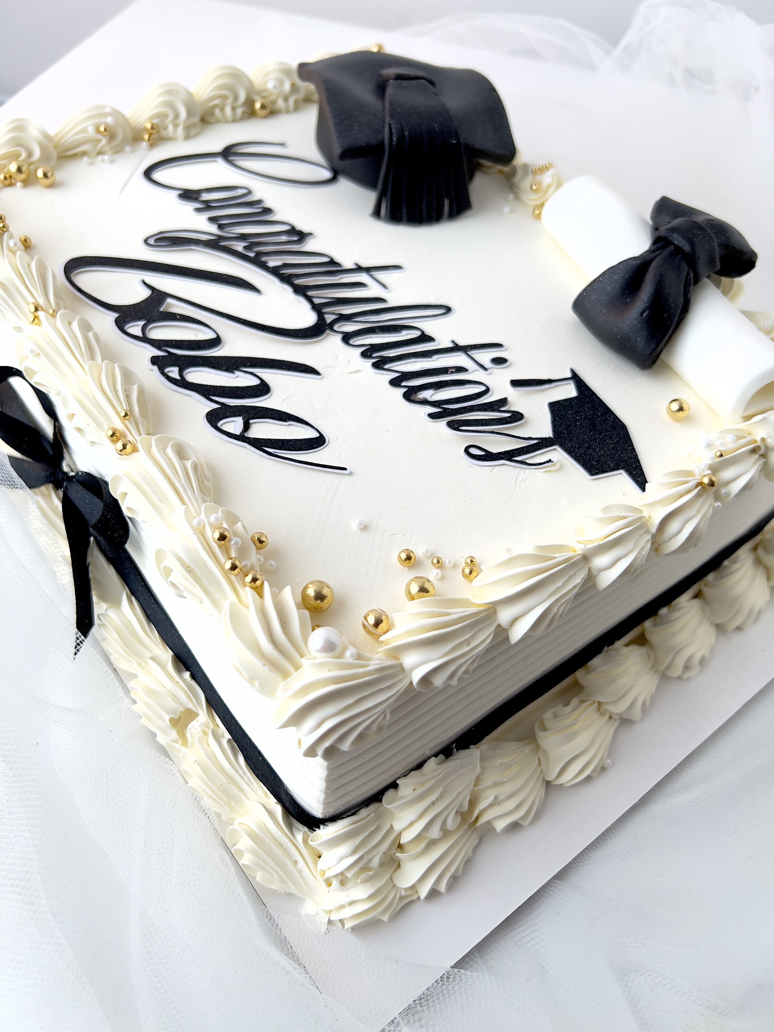 Exquisite White Graduation Sheet Cake by Sensational Cakes and Desserts.