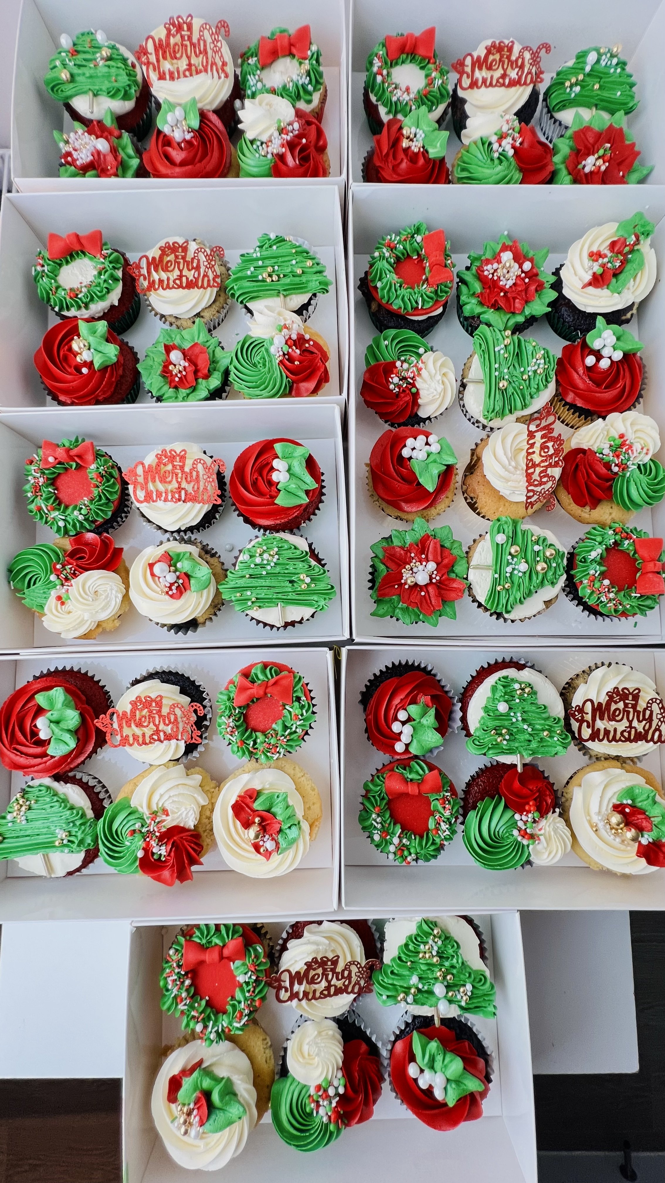 Boxes of Luxury Christmas Cupcakes by Sensational Cakes and Desserts.