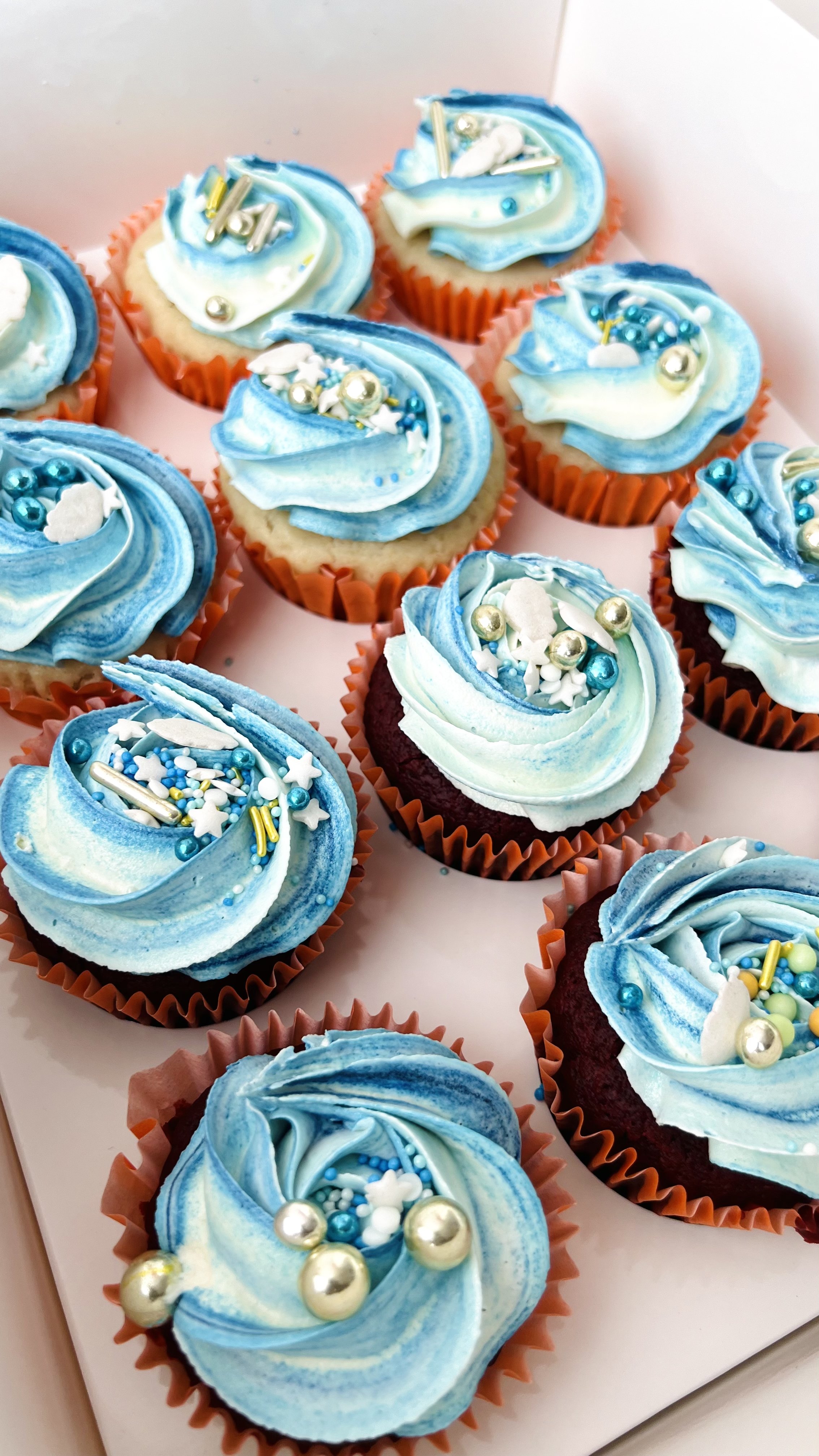 Vegan Cupcake with Rose Swirl Vegan Buttercream Piping (Box of 12) by Sensational Cakes and Desserts.