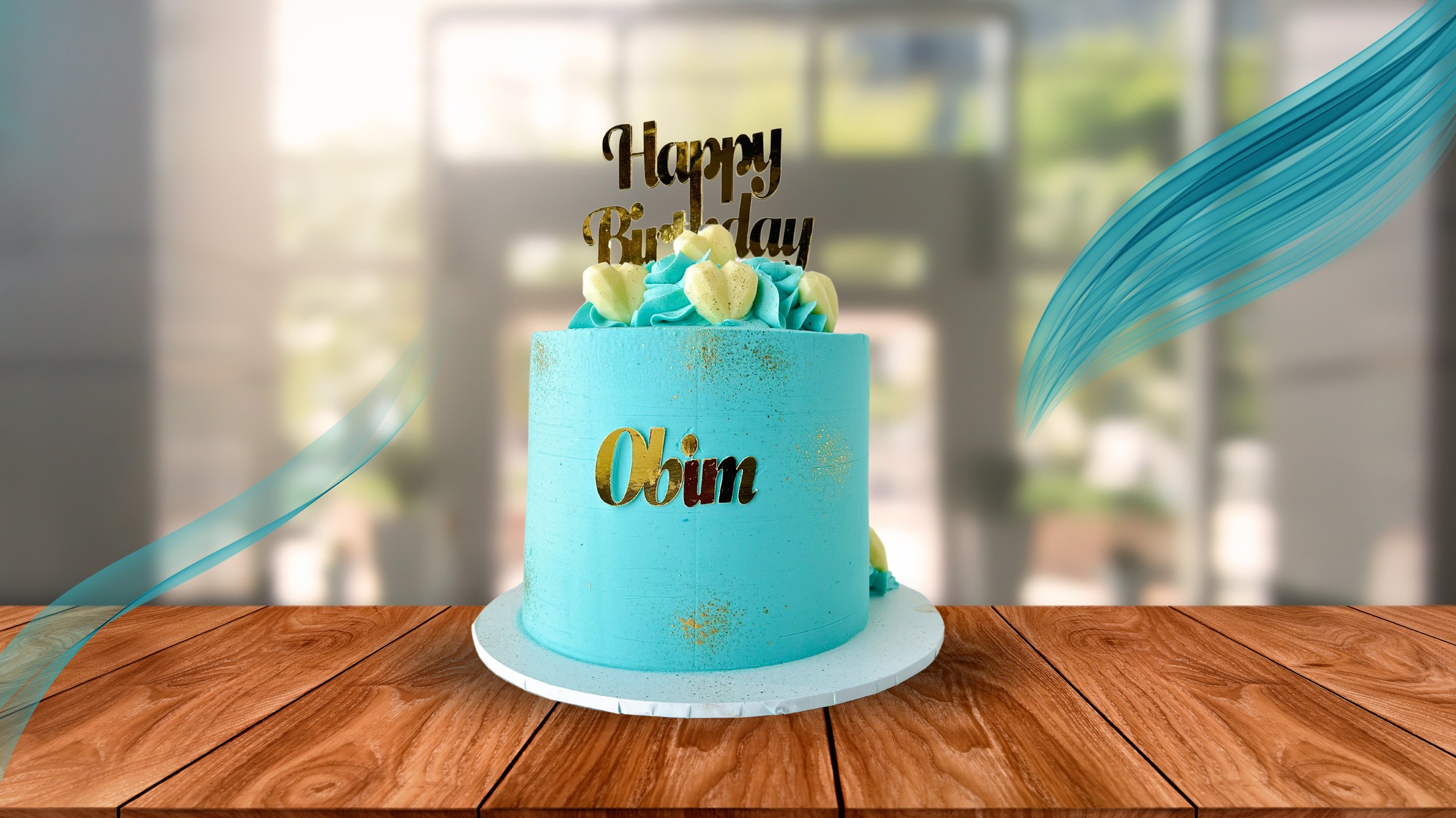 Turquoise Mini Cake With Gold Topper by Sensational Cakes and Desserts