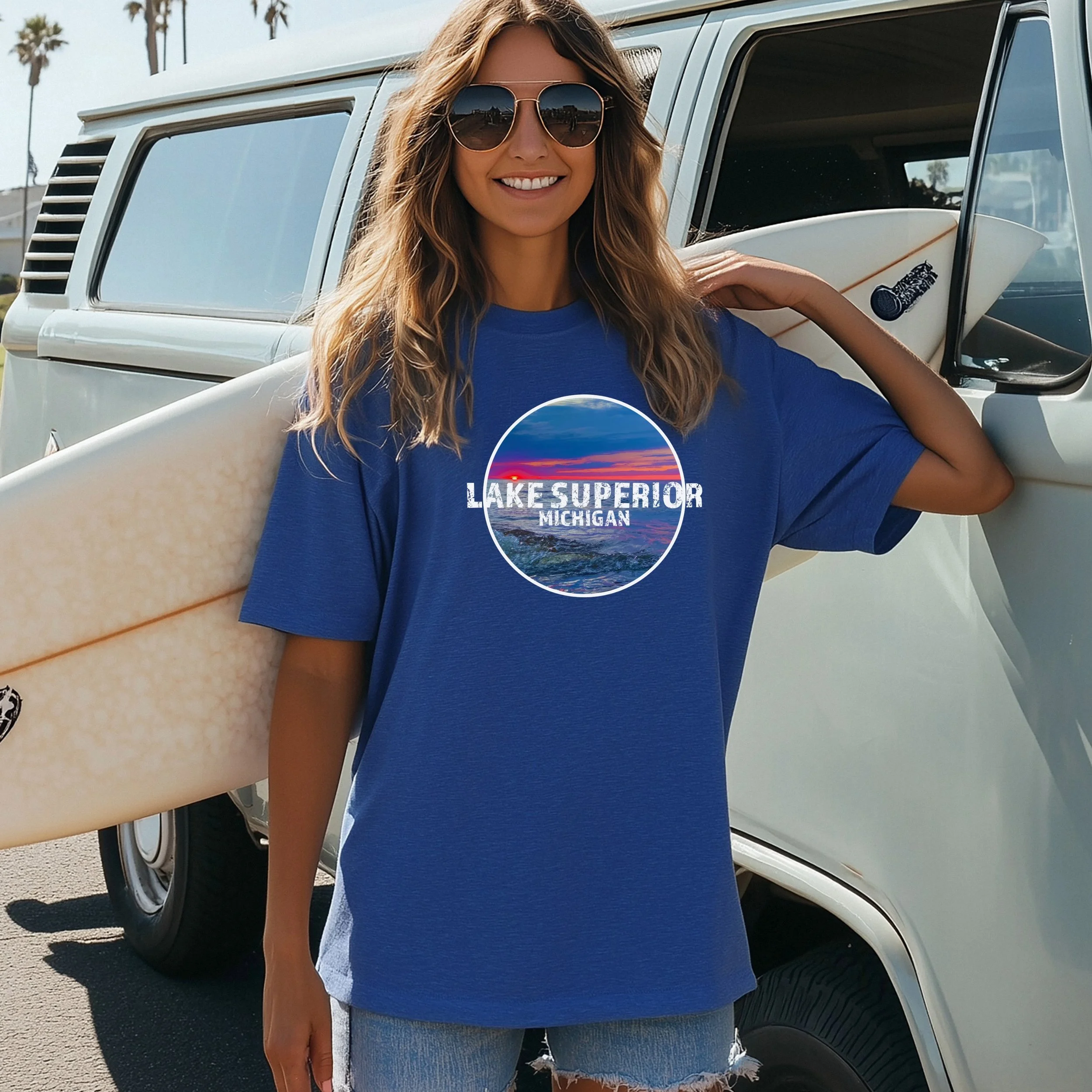 Lake Superior Michigan SS T-Shirt Royal Blue model.jpeg
