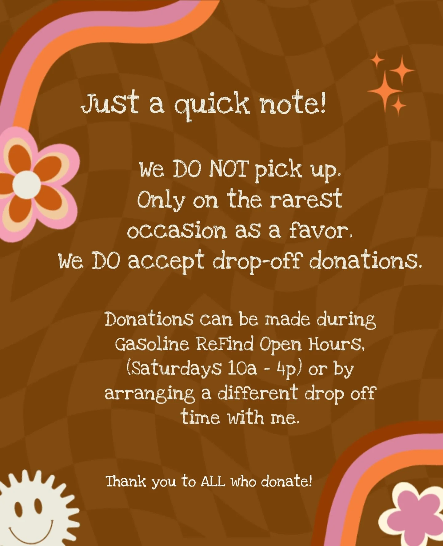 Sharing Shack Note:  I appreciate the reach outs for me to come pick up donations for the shack but I cannot. The Sharing Shack is a place where the community can BRING items to share. It takes a Village. I absolutely love The Sharing Shack and do a 