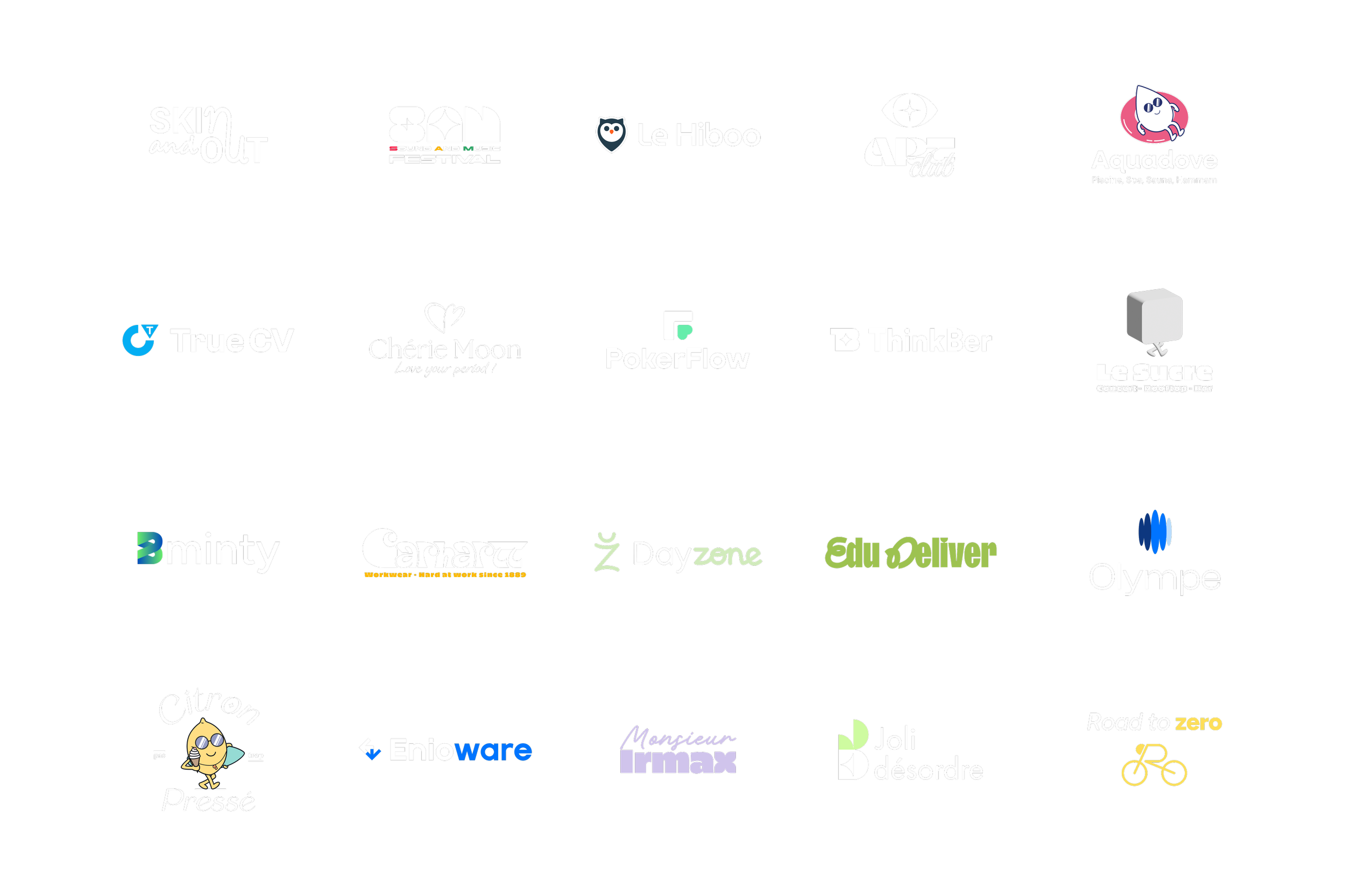 Logofolio de Wendy Sys, qui regroupe tous les logos créés, que ce soit typographique, pictogramme, monogramme ou mascotte, pour des identités visuelles.