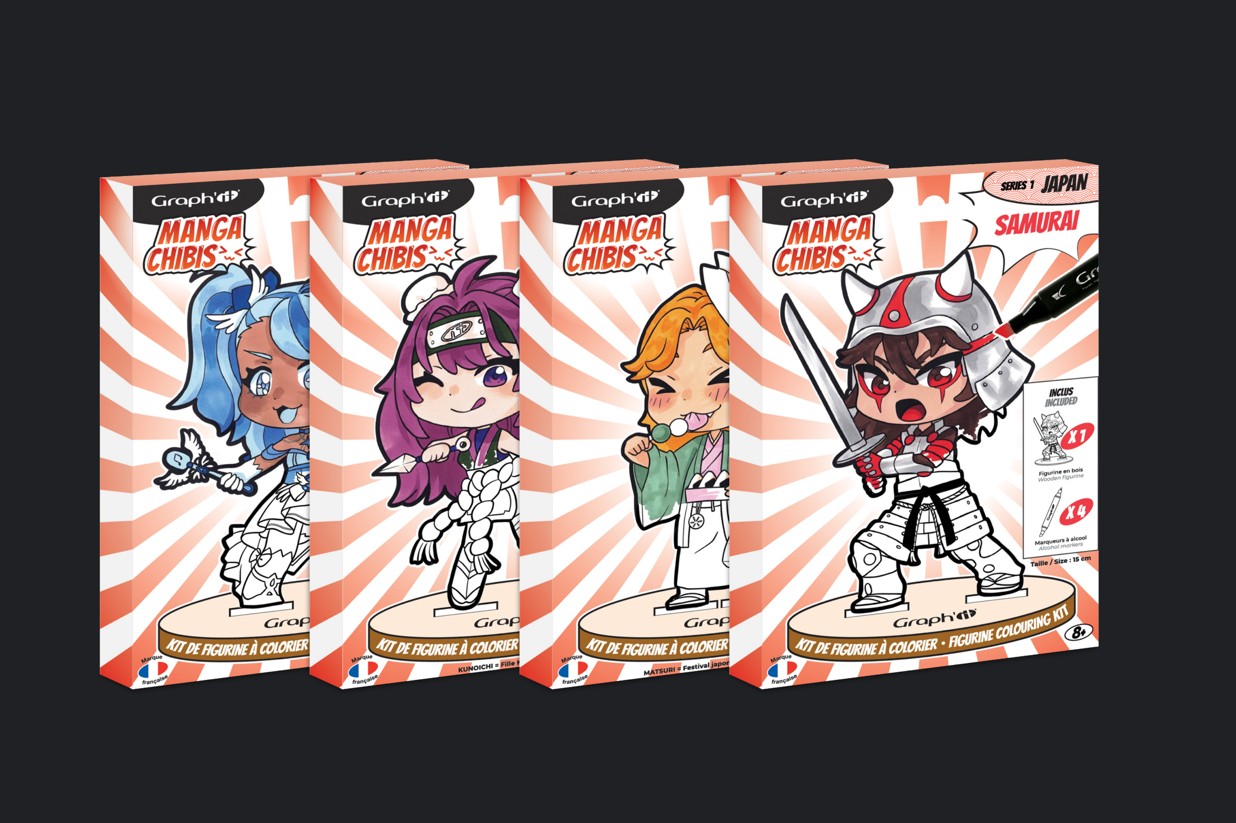 Collection complète Japan de Manga Chibis par Wendy Sys, graphiste freelance