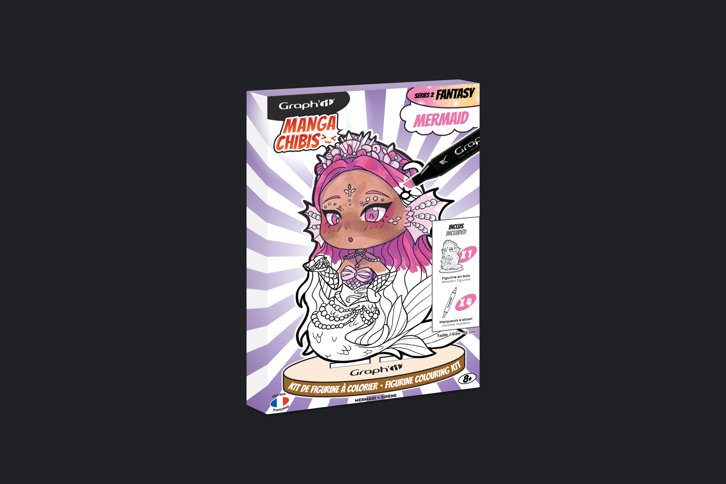 Version Mermaid de la collection Fantasy de Manga chibis, packaging par wendy sys, graphiste freelance