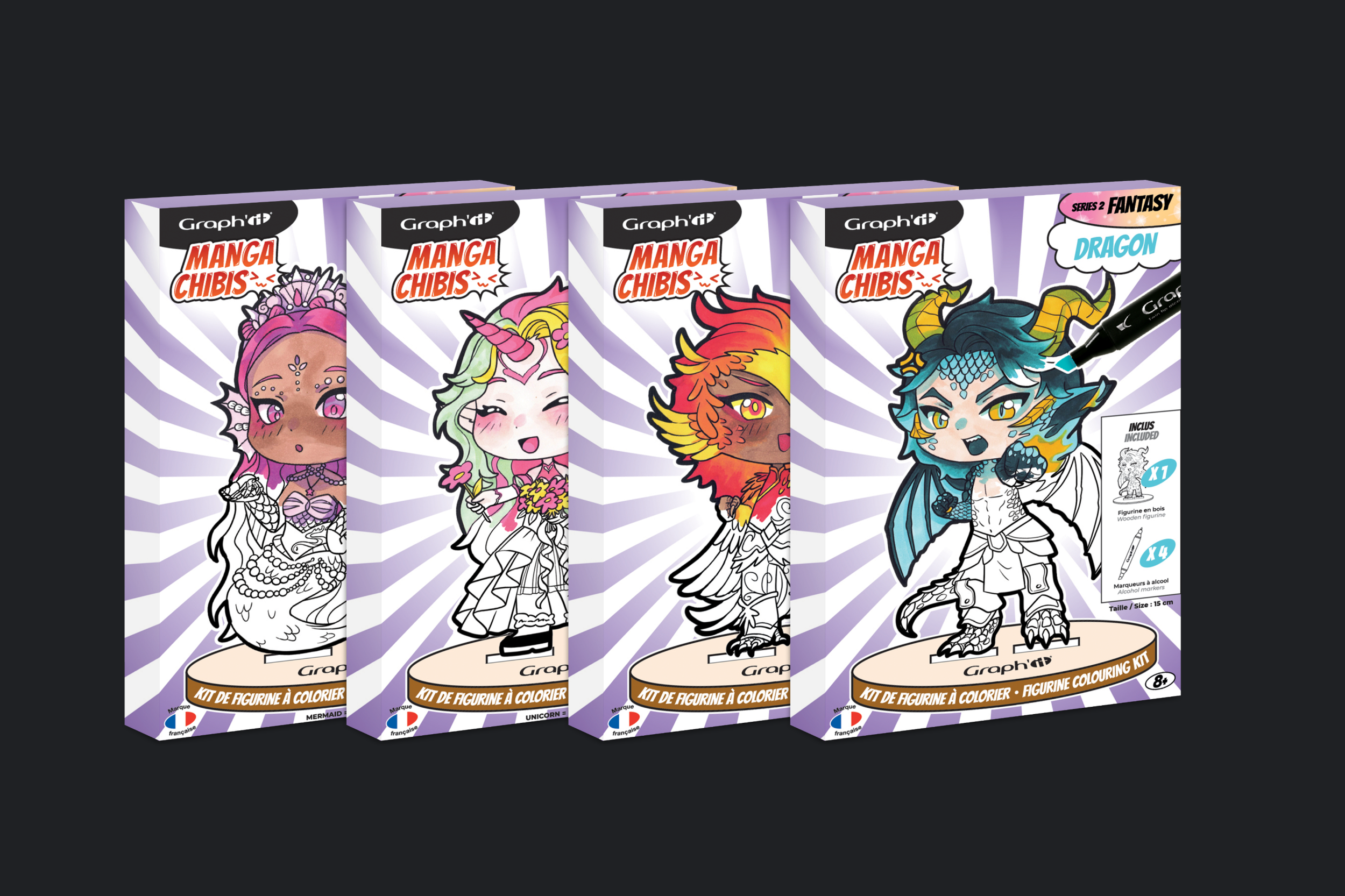 Collection complète Fantasy de mange chibis, packaging par wendy sys, graphiste freelance