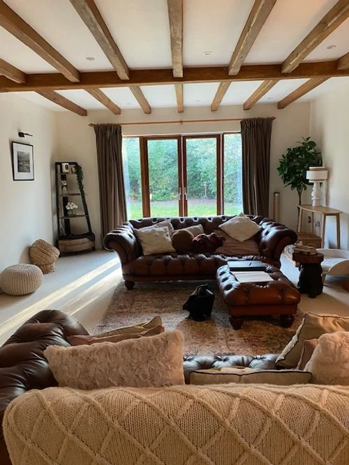 Brown leather sofas in a living room