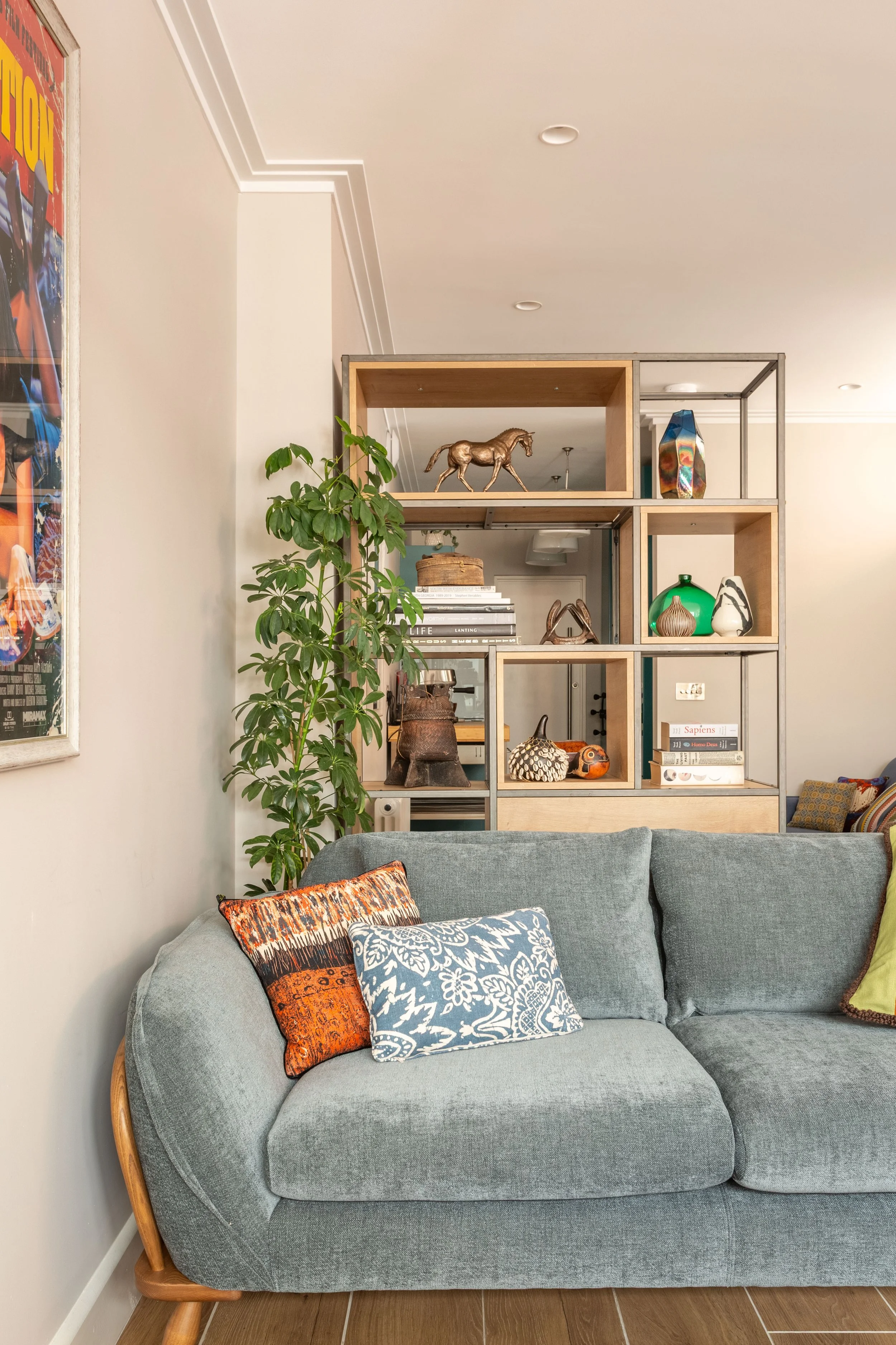 Coach House Studio with Ercol sofa and room divider-3.jpg