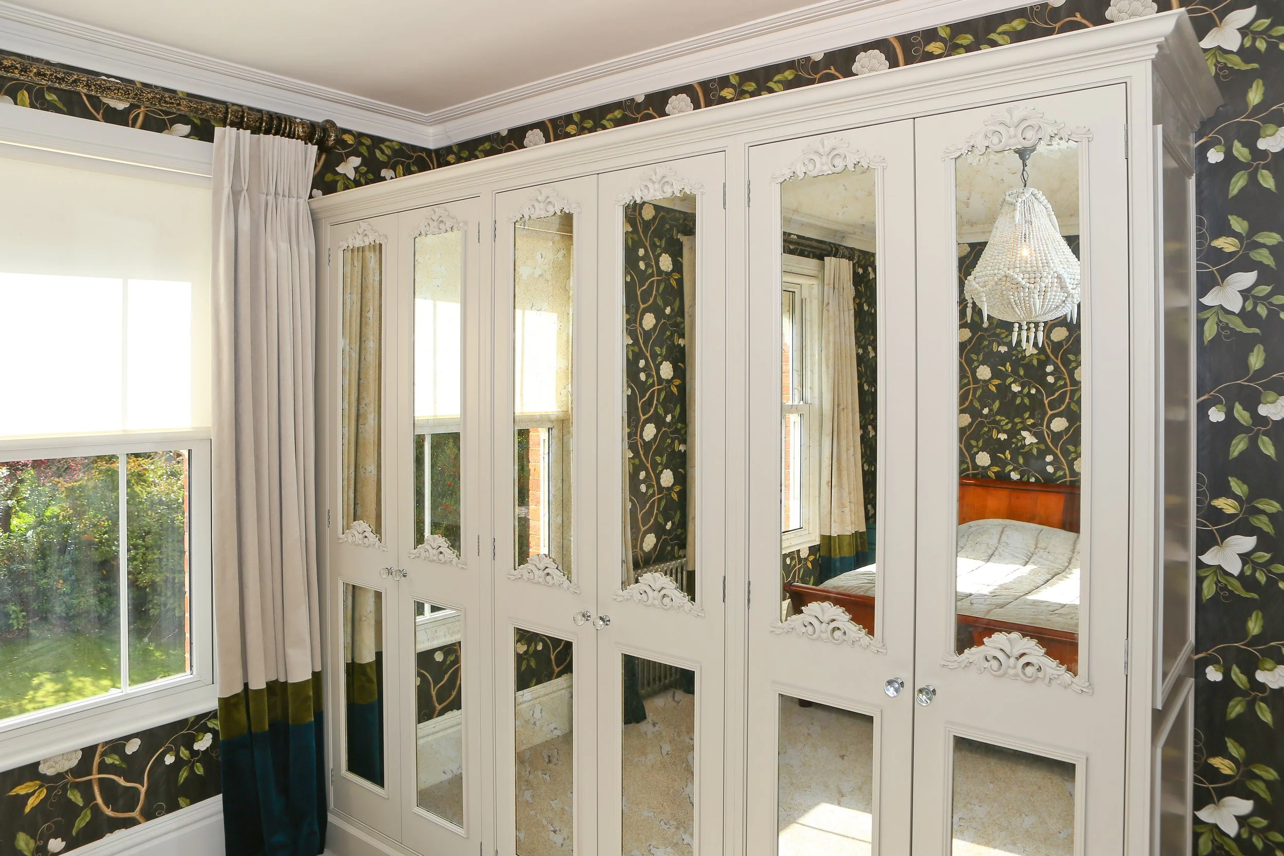 Mirrored glass doors