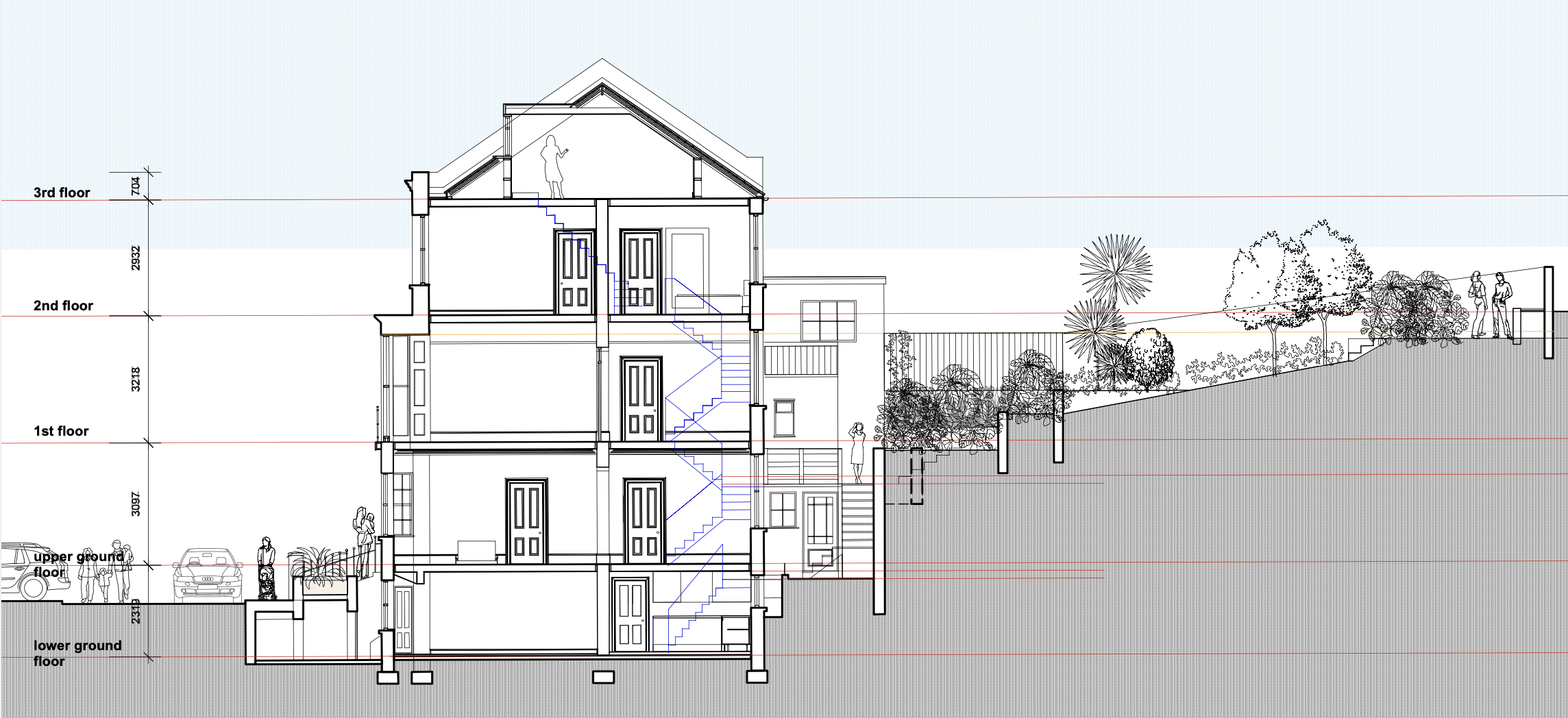Architects drawings of a townhouse