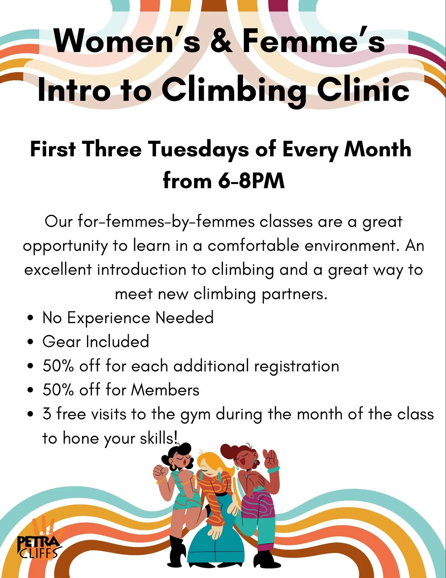 Looking to dive into climbing but don&rsquo;t know where to start? Our Women&rsquo;s &amp; Femme&rsquo;s Intro Clinic is happening by monthly and there are only 5 spots left for October! So grab a friend and come find your new favorite winter activit