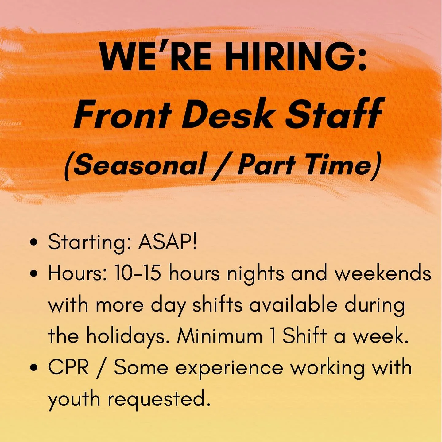 If you&rsquo;re passionate about climbing, community, and creating positive experiences for others, we&rsquo;d love to have you join our Front Desk Staff! 
.
Send us your resume + references at the link in our bio!