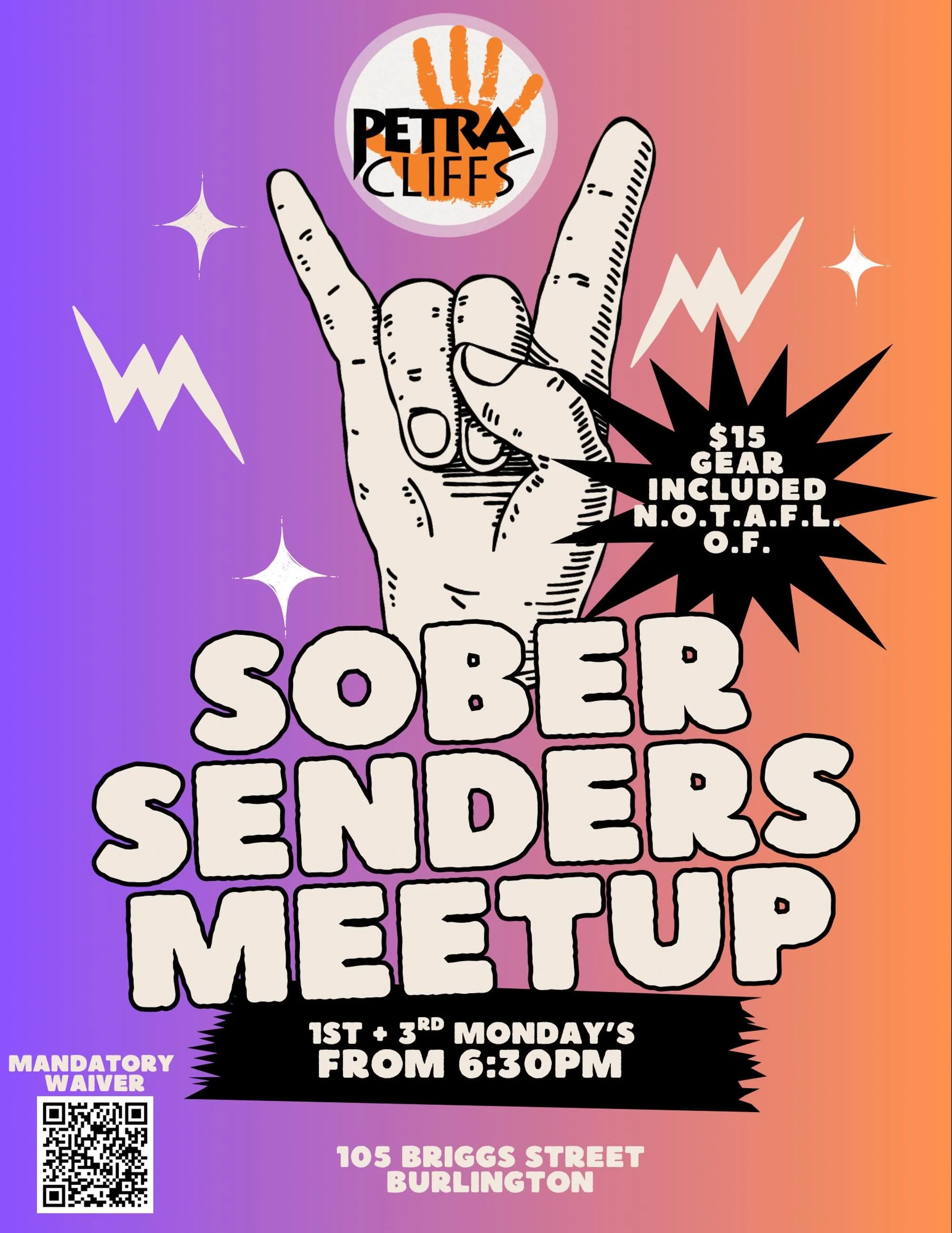 Looking for a third space to meet and literally hang out with other sober folks? Come join us the first and third Monday of the month for a climb, hangs with like minded folks, and maybe take a jaunt down to the beach to cool off after (weather depen