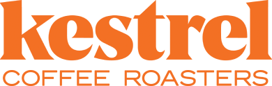 Kestrel Coffee Roasters logo in orange and black