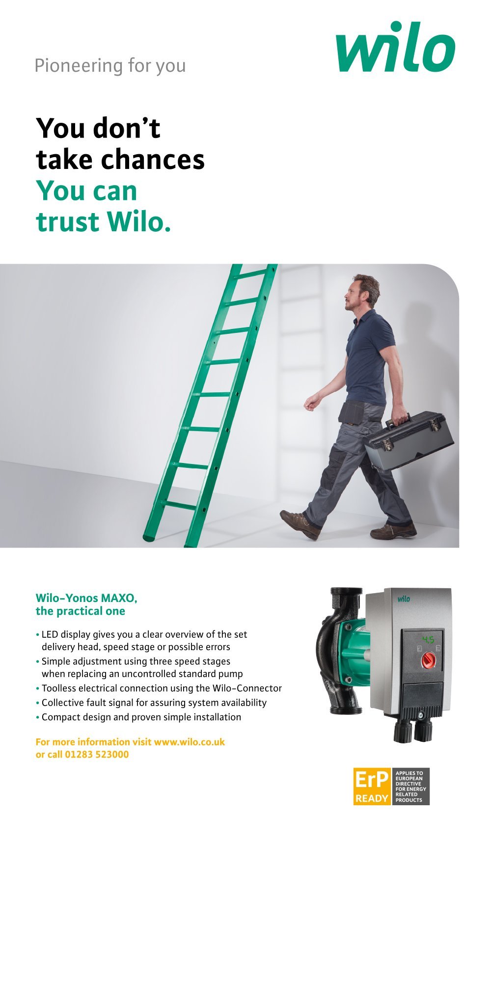 Clever and clean branding with 'jade' colour accents are the cornerstones of Wilo
