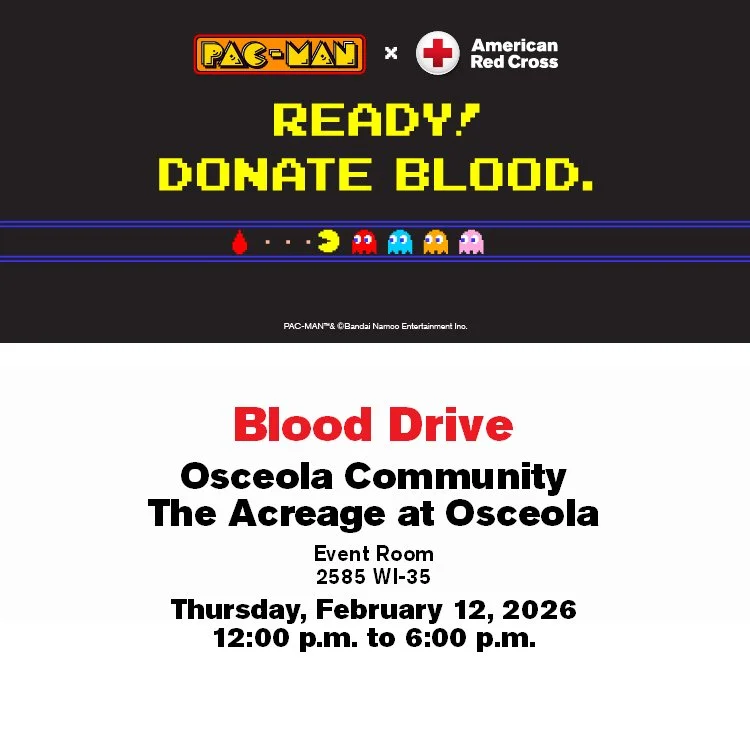 The American Red Cross Blood is back! Please consider donating. 

Tuesday, February 12
12:00-6:00PM