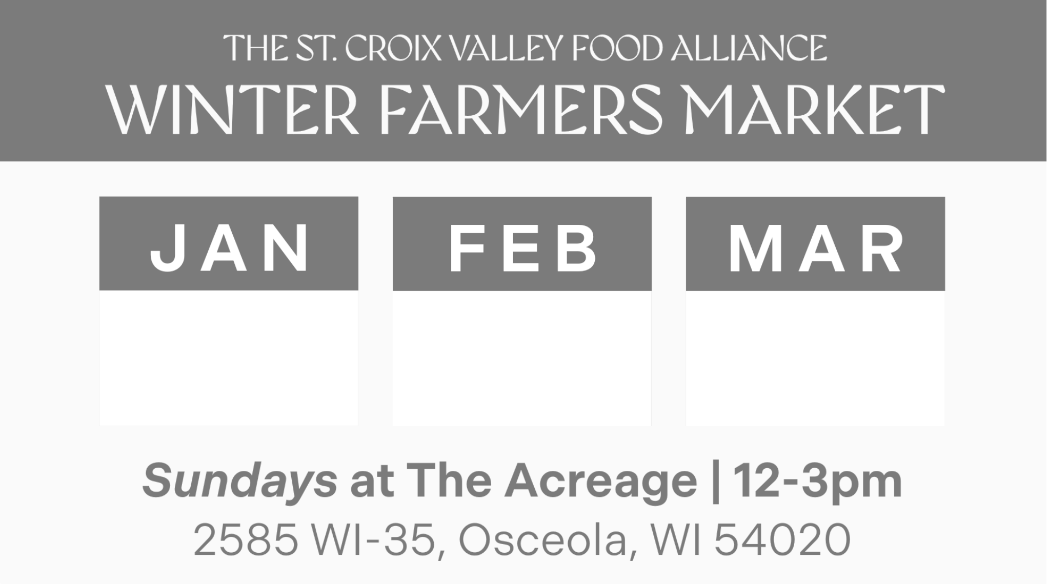 Winter Markets with St Croix Valley Food Alliance