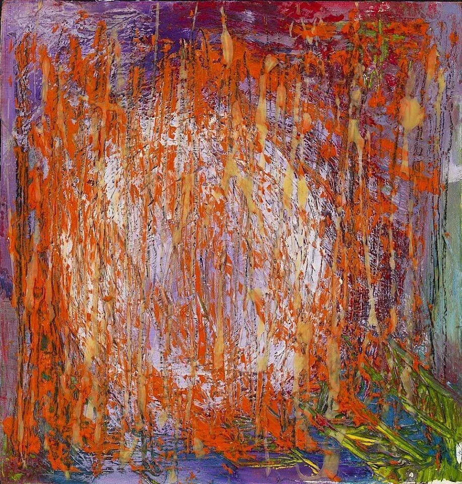 The White Visitation #2, abstract painting by Anthony Scarzafava with red, blue, white, and layered gestural texture, 2013