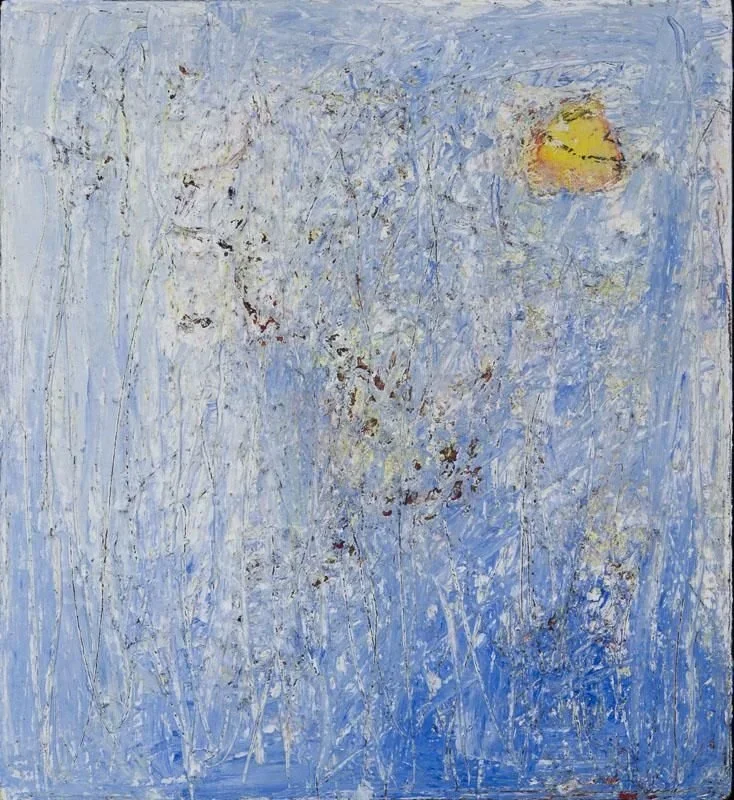 Before and After Science #5, abstract painting by Anthony Scarzafava with layered blue, white, and textured marks, 2012
