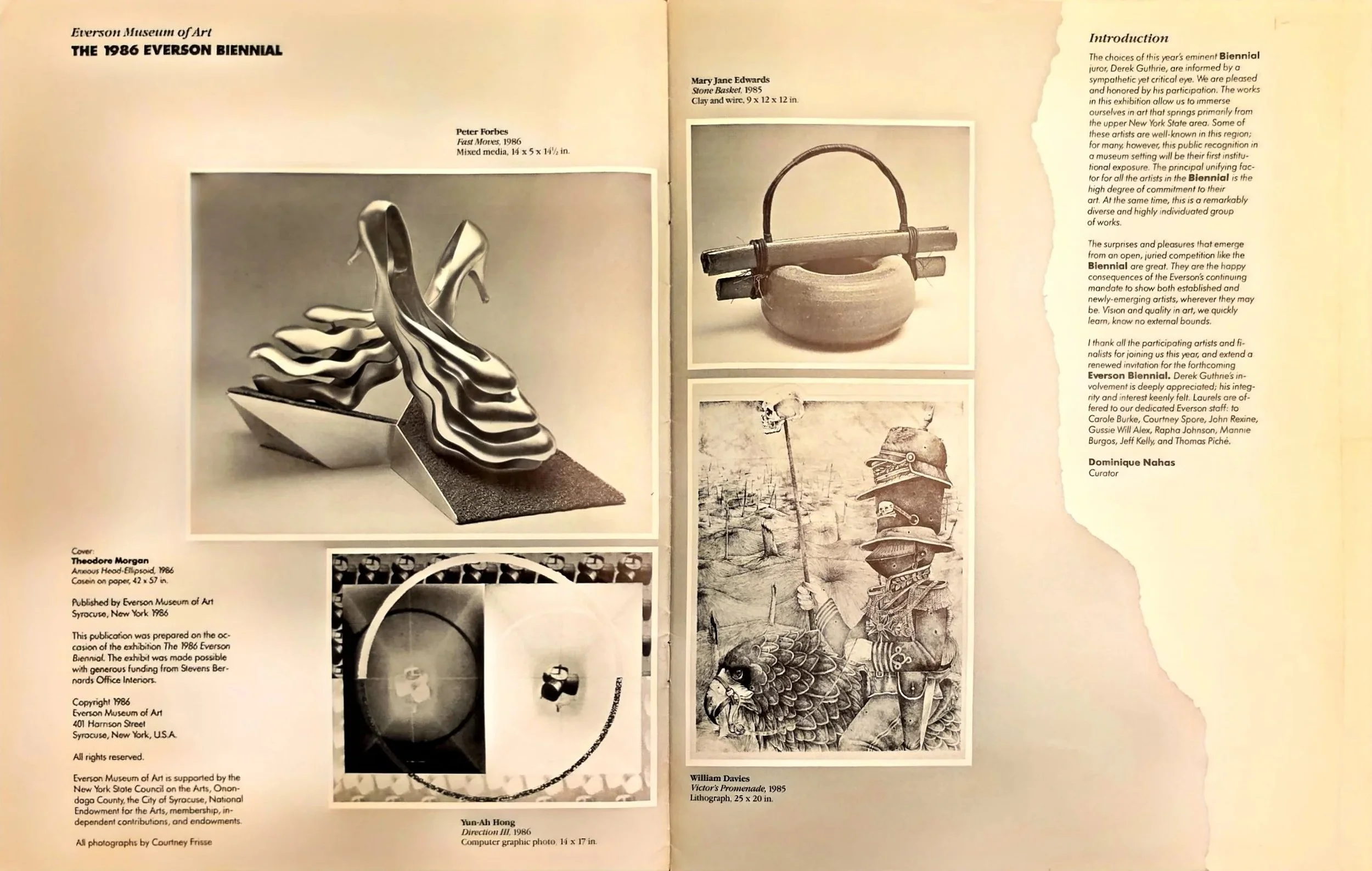 Catalogue spread from the 1986 Everson Biennial, preserved in Anthony Scarzafava’s archive.