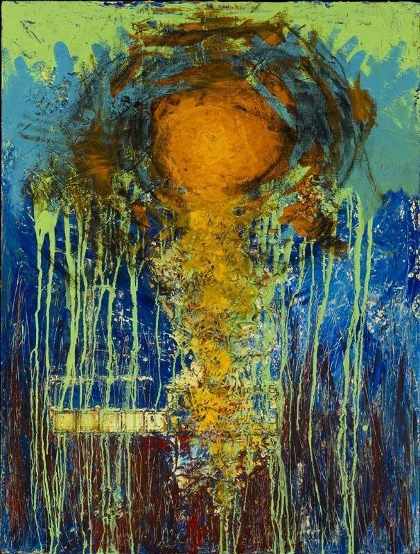 God Lives Underwater #7 - 36x48 - Oil on Canvas and Mixed Media - 2011