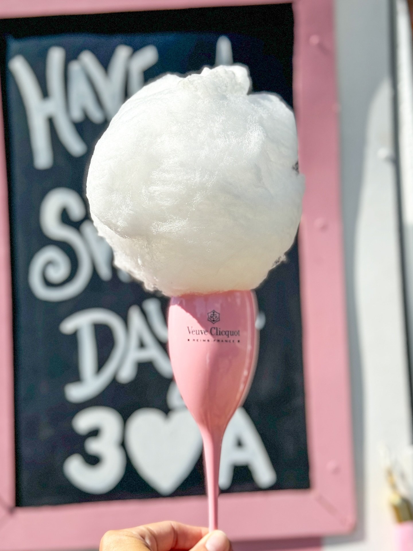 pink champagne glass and cotton candy