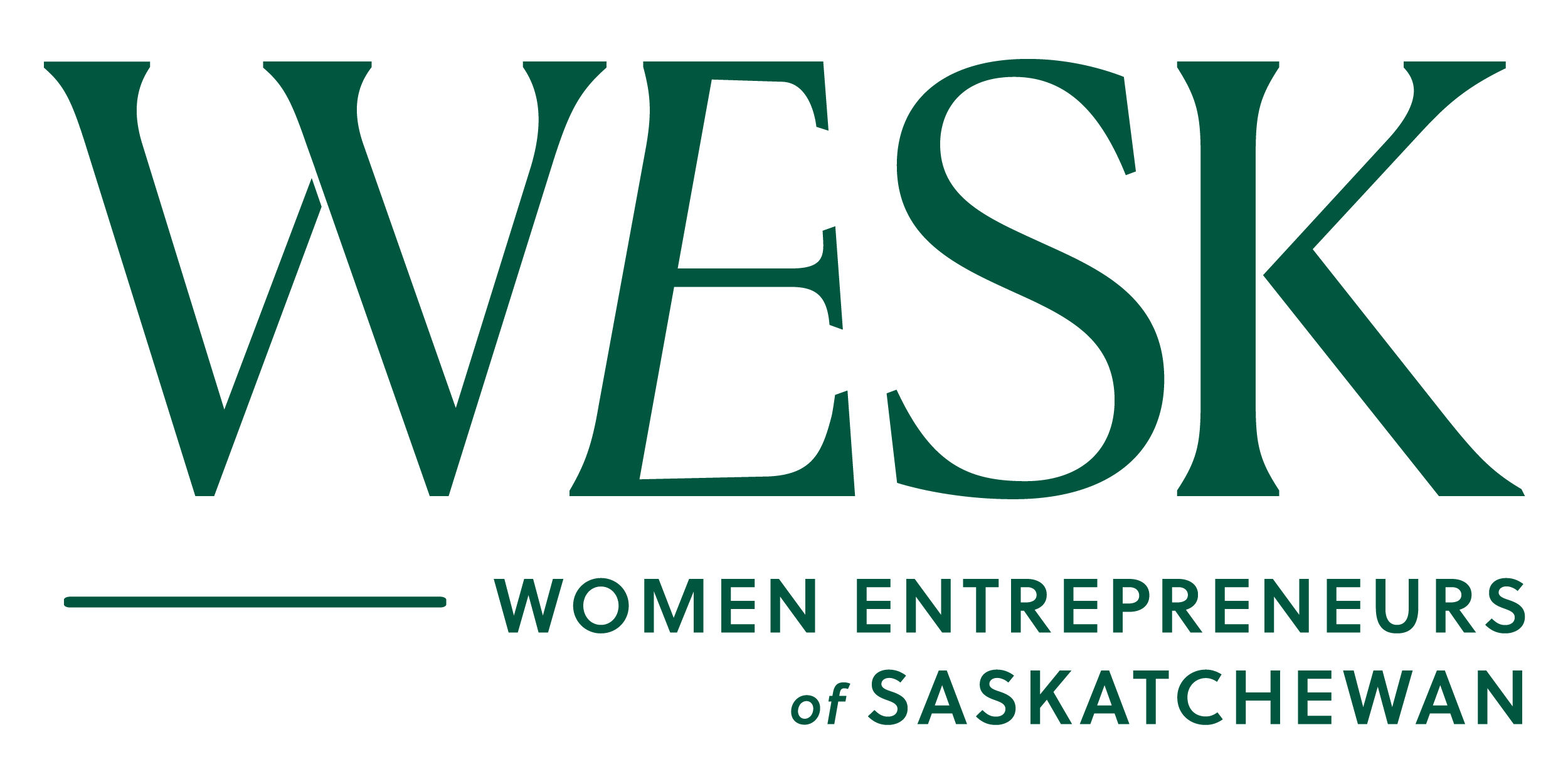 Logo of WESK, Women Entrepreneurs of Saskatchewan, featuring bold green text 'WESK' and smaller text underneath indicating the organization name.