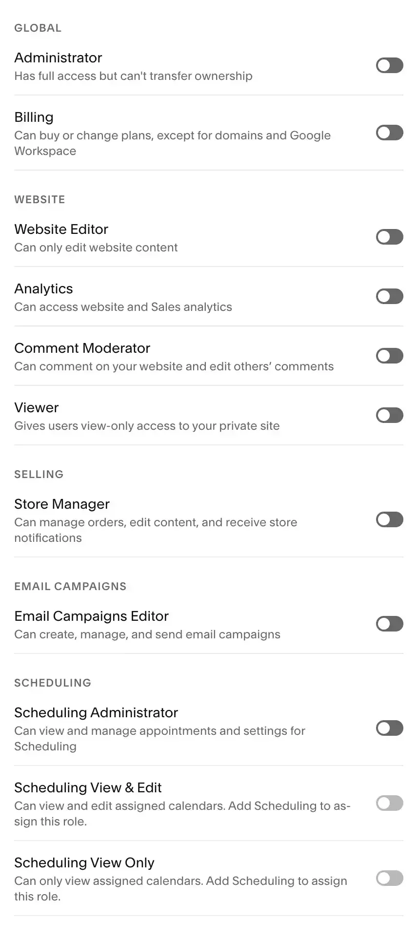 Permissions Levels List | Top Rated Squarespace Website Design in Bergen County NJ