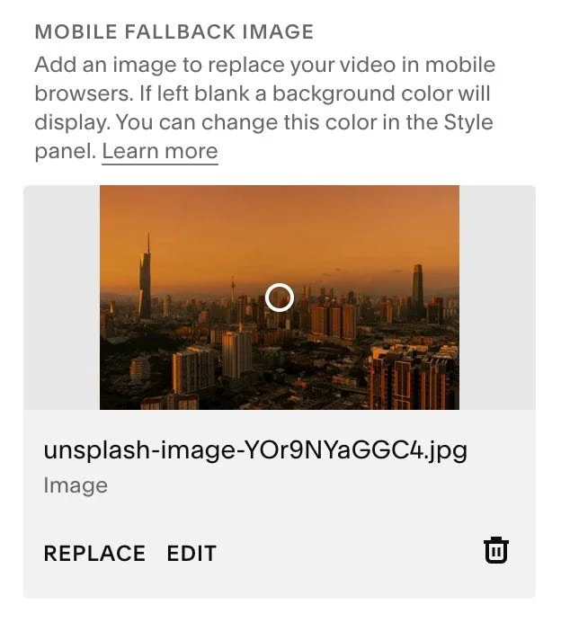 Squarespace background video fallback image setting used to show an image instead of video on mobile | Bergen Design Co. - Squarespace Website Design in Bergen County, NJ