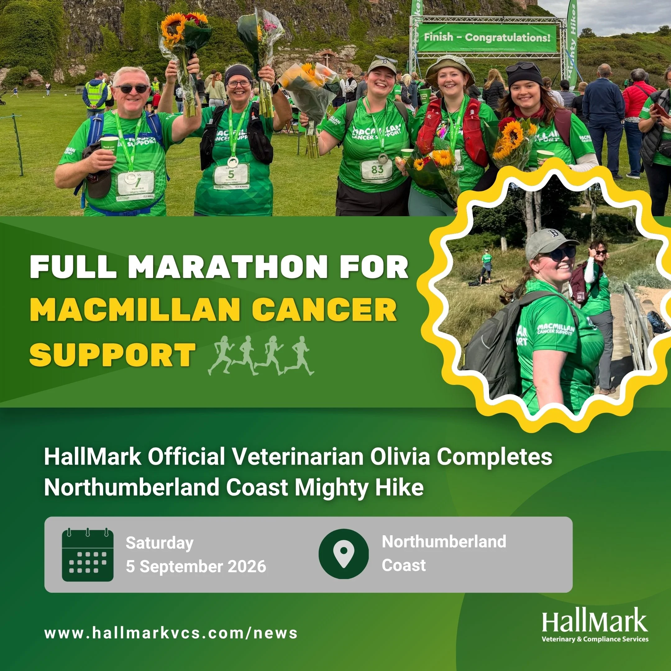HallMark Official Veterinarian Olivia Completes Northumberland Coast Mighty Hike
