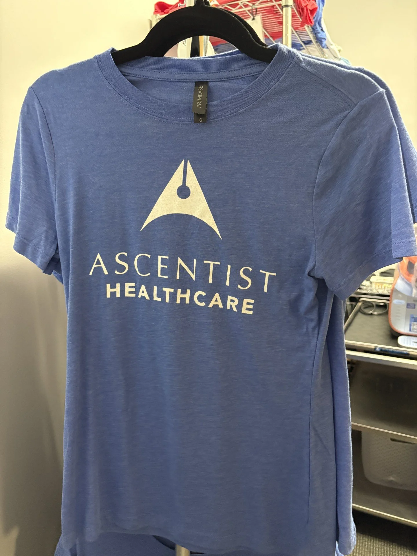 Women's Cut Blue Logo Tee-Size Small