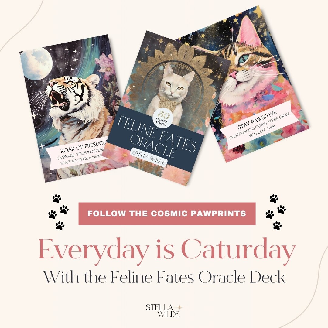 Yes, every day is Caturday, but make it even more fun with Feline Fates, a whimsical (but powerful!) oracle deck. 

Unveil the secrets of the universe through charming cat-themed illustrations, where playful paws and celestial symbolism come together
