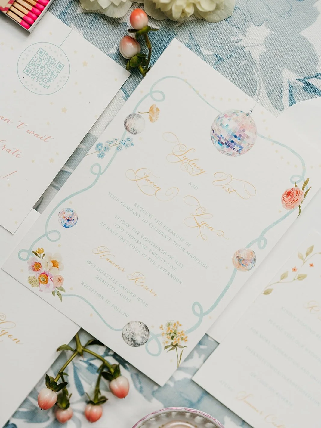 Fun and funky invites for Sydney and Gavin 🪩🌸💛🍸

📸 by @addiefrescaphotography